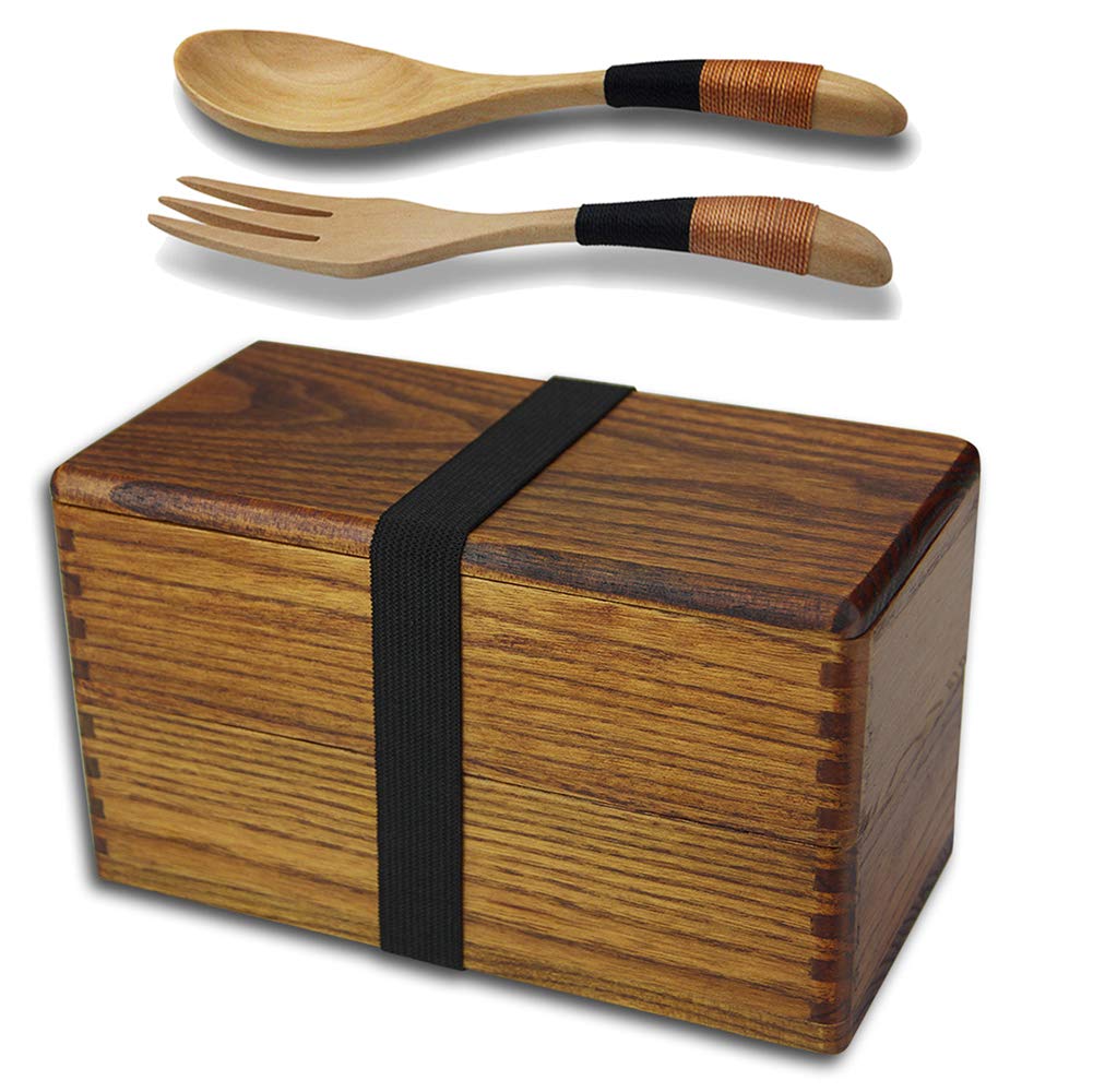 Lunch boxes, Japanese Traditional Natural Square Wooden Lunch