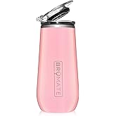 BrüMate Champagne Flute 12oz with Flip-Top Lid to Hold in Carbonation | Insulated Stainless Steel for Ice Cold Champagne | BPA-Free (Blush)