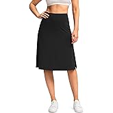 Viodia 25" Knee Length Skorts Skirts for Women with Zipper Pockets Stretchy Modest Aline Midi Skort for Casual Summer Travel