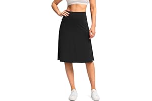 Viodia 25" Knee Length Skorts Skirts for Women with Zipper Pockets Stretchy Modest Aline Midi Skort for Casual Summer Travel