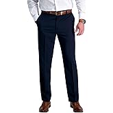 Haggar Mens Cool 18 Classic Fit Flat Front Hidden Expandable Waistband Casual Pant