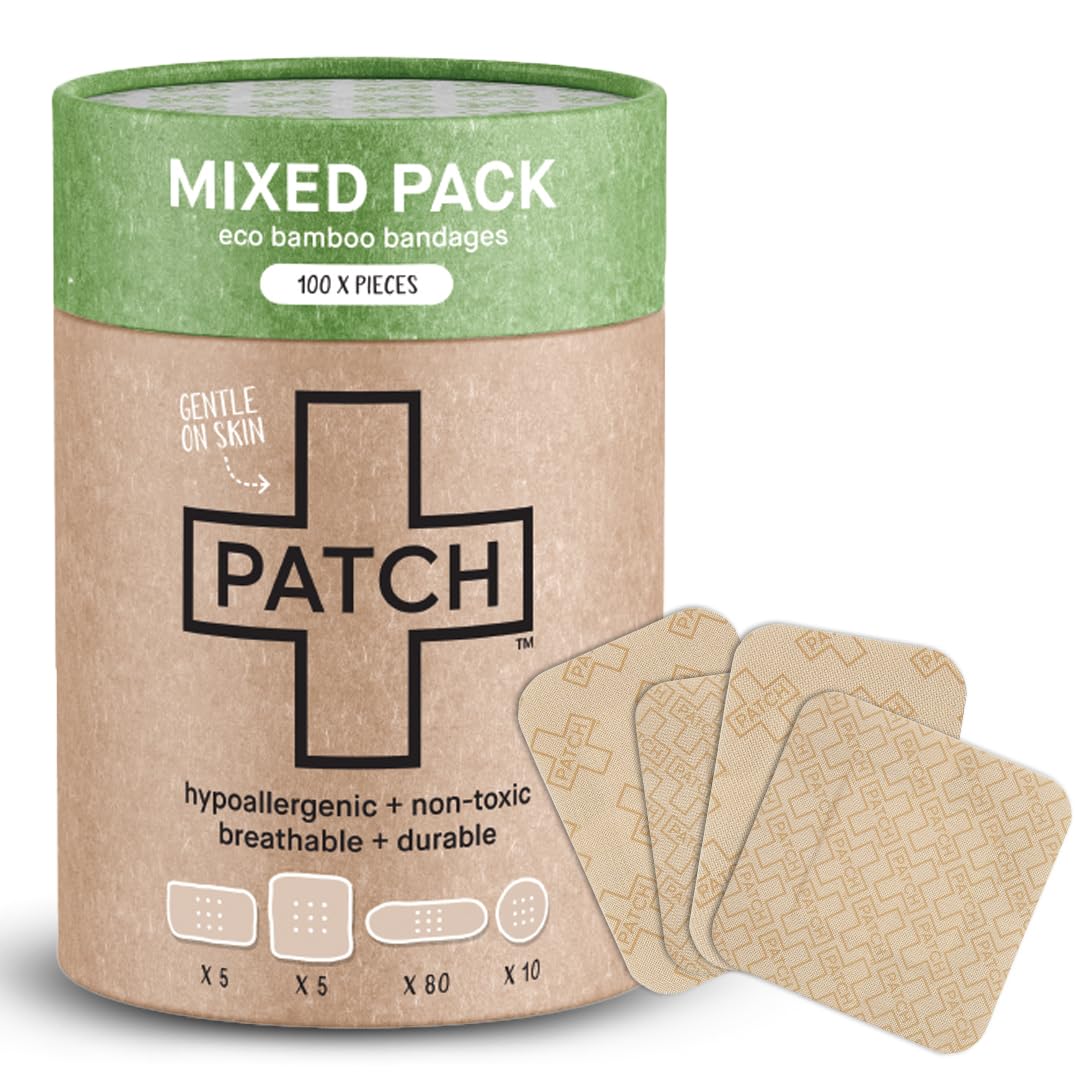 PATCH 100 Piece Value Pack Mixed Sizes — Eco-Friendly Bamboo Bandages