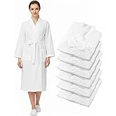 ShinyMatch 6 Pcs Women's Waffle Robes Spa Bath Robe Bulk Commercial Lightweight Thin Soft for Party Shower House