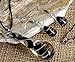 skyllc® Fashion Tear Drop Shaped Black Lines Murano Lampwork Glass Bead Pendant Necklace with Earing Set