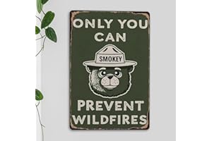 Funny Smokey the Bear Metal Tin Sign Camping Gifts for Home Cafe Cabin Forest Camper RV Outdoors Decor Prevent Forest Fires W