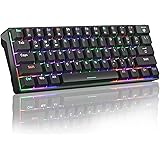 SOLAKAKA 60% Bluetooth Mechanical Gaming Keyboard, with RGB Rainbow Backlit, 61-Keys Hot Swappable USB Wired Rechargeable PC 