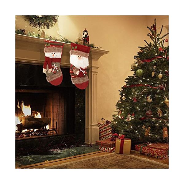 Yoland Christmas Stocking 19'' Plush Craft Cute 3D Style Festive Holiday Decoration for Xmas Fireplace Ornament, 3 Packs… - Image 3