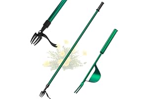 HIDALIFE Stand Up Weeder and Weed Puller Tool Kit,2 Pack Weed Puller 47" Long Handle Dandelion Picker No Bend Weed Removal 4 Claws Metal Weed Stick-Yard Tools Set