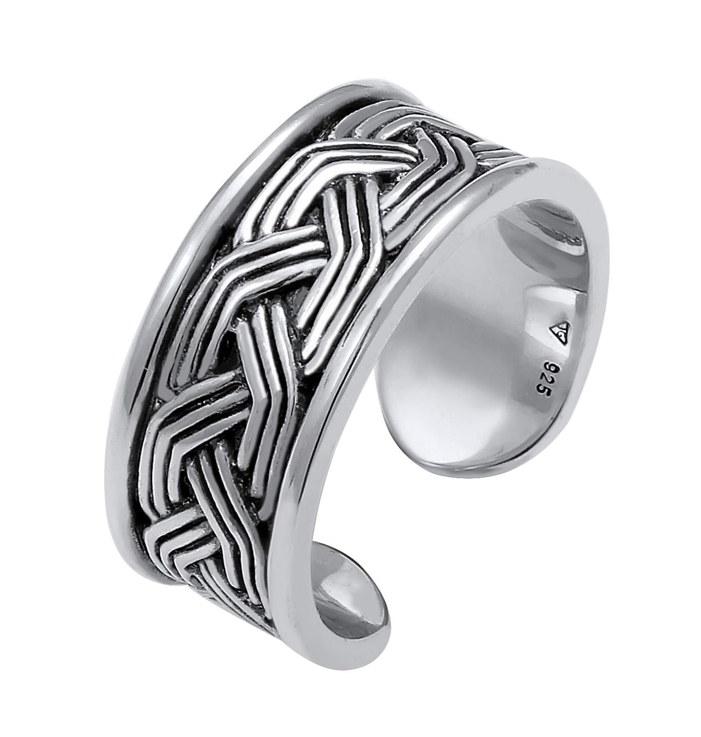 Kuzzoi Men's Open Adjustable Sterling Silver Vintage Ring, Size 62-66, Silver