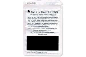SAMSON HAIR FIBERS Samson Hair Building Fibers Refill Compatible with Toppik and other Top Brands Hair Loss Concealer for Thinning Hair 100% Undetectable Natural Formula Made in USA (BLACK 25gr Refill)