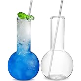 INFTYLE Creative Tube Cocktail Glass Set of 2-14oz Distilling Flask Clear Glass for Cocktail Martini Tequila Margarita for Party, Home Bar