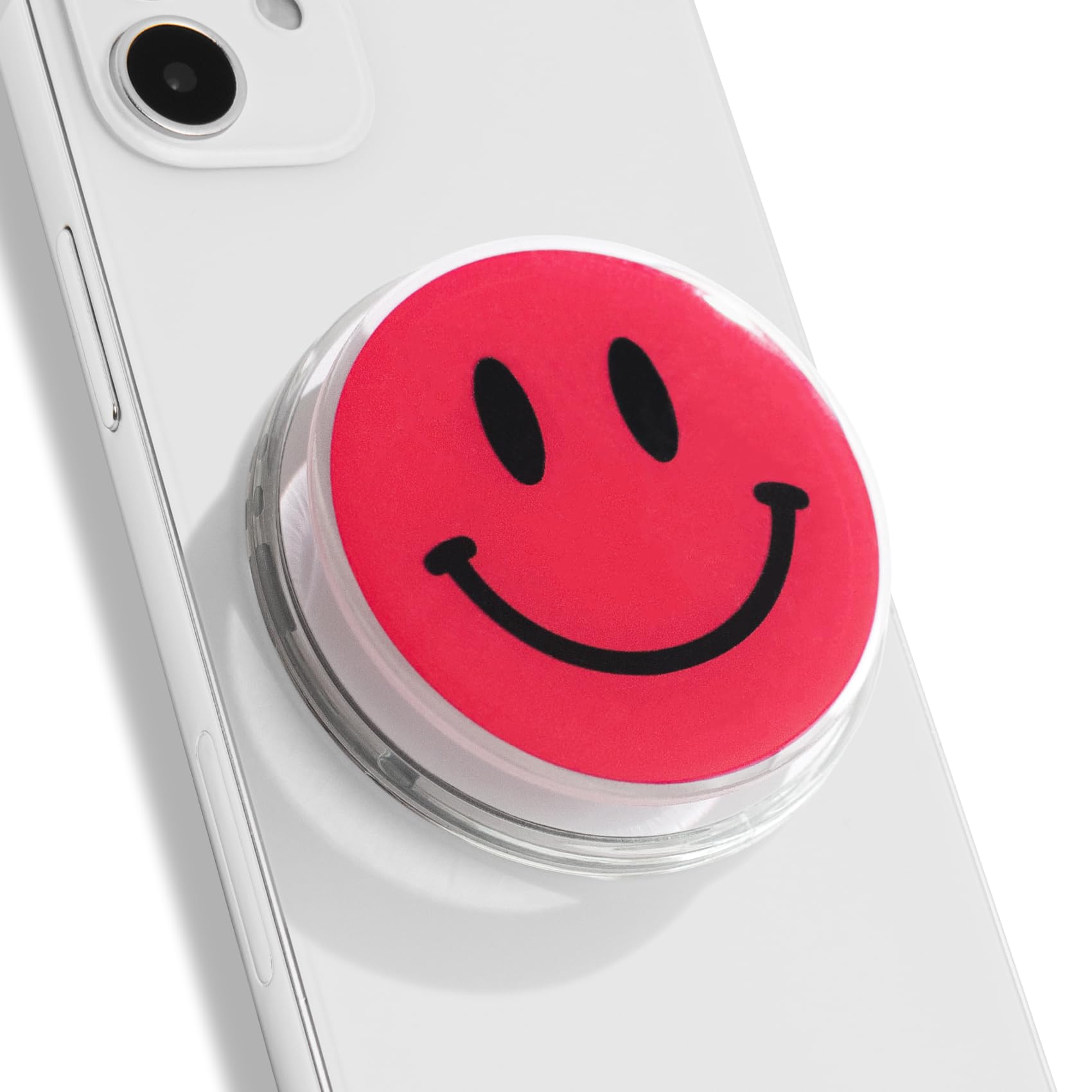 Photo 1 of Magsafe Compatible Mobile Phone Grip Stand Holder Cute Smile Face Shape Expandible Collapsible for Kindle Smartphone Tablet Cell Phone Accessory (Hot Pink)