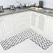 Carvapet 2 Pieces Microfiber Chevron Non-Slip Soft Kitchen Mat Bath Rug Doormat Runner Carpet Set, 17