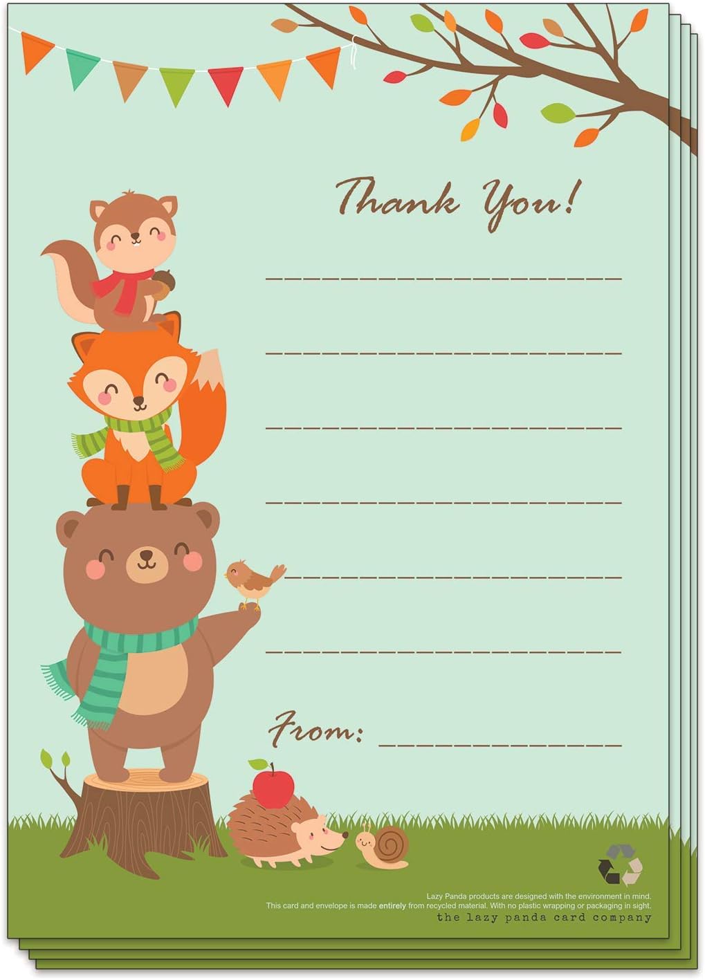 Recycled Thank You Paper- 20 Thank You Paper/Notes with Matching Green Recycled Envelopes