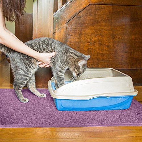 Premium Large Cat Litter Mat 35" x 23", Traps Messes, Easy Clean, Durable, Phthalate Free, Litter Box Mat with Scatter Control - Soft on Kitty Paws