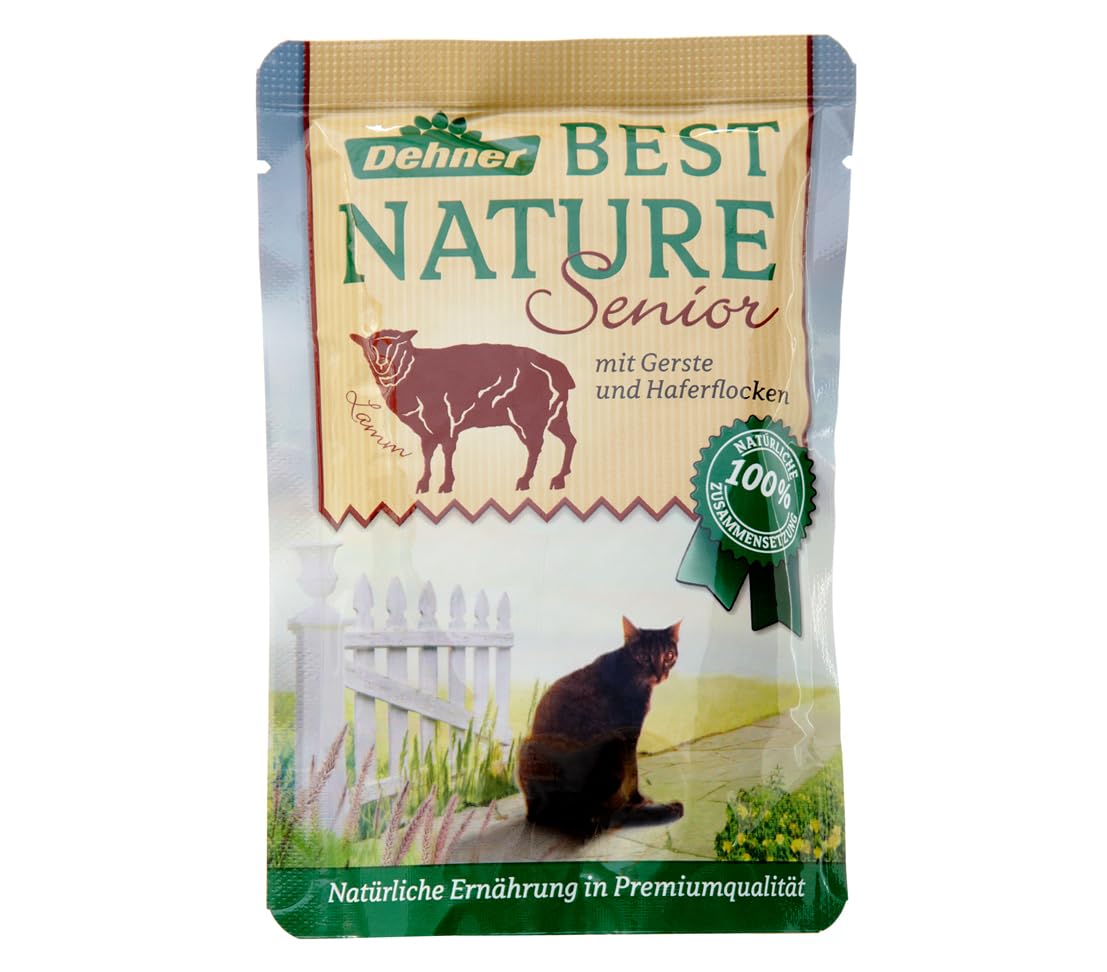 Dehner Best Nature Cat Food Senior Lamb and Barley with Oatmeal in Bag 16 x 85 g (1.36 kg)