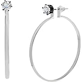 Steve Madden Women's Punk Romance Stone Stud Hoop Earrings