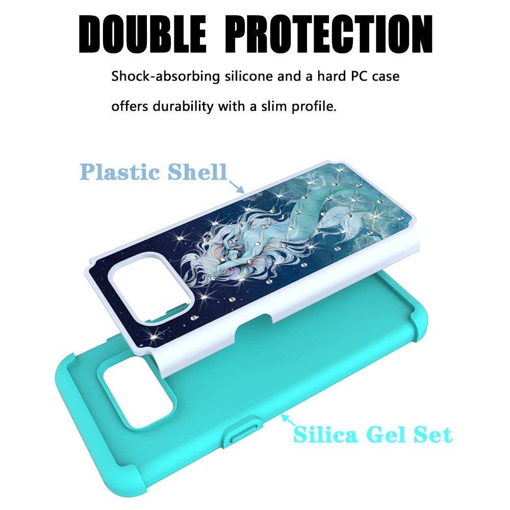 S8 Case, MagicSky [Shock Absorption] Studded Rhinestone Bling Hybrid Dual Layer Armor Defender Protective Case Cover For Samsung Galaxy S8(Mermaid)