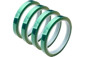 DIAO79NI 4 Rolls 5mm (0.195in) X 30m (100ft) Heat Tape (Green),Adhesive Heat Resistant/Transfer Tape, Heat Vinyl Thermal Sublimation Press Tape,No Residue,Electronics,Soldering,Circuit Board