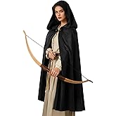 MCJC Medieval Hooded Cloak with hood Renaissance Cape Adult Halloween Cosplay Robe Wizard Costume