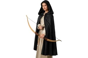 MCJC Medieval Hooded Cloak with hood Renaissance Cape Adult Halloween Cosplay Robe Wizard Costume