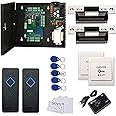 MENGQI-CONTROL 2 Door Access Control Board System 110-240V Power Supply Box North American ANSI Electric Strike Lock RFID Reader Enroll USB Reader RFID Card & Key Fobs,Phone APP Remotely Open Door