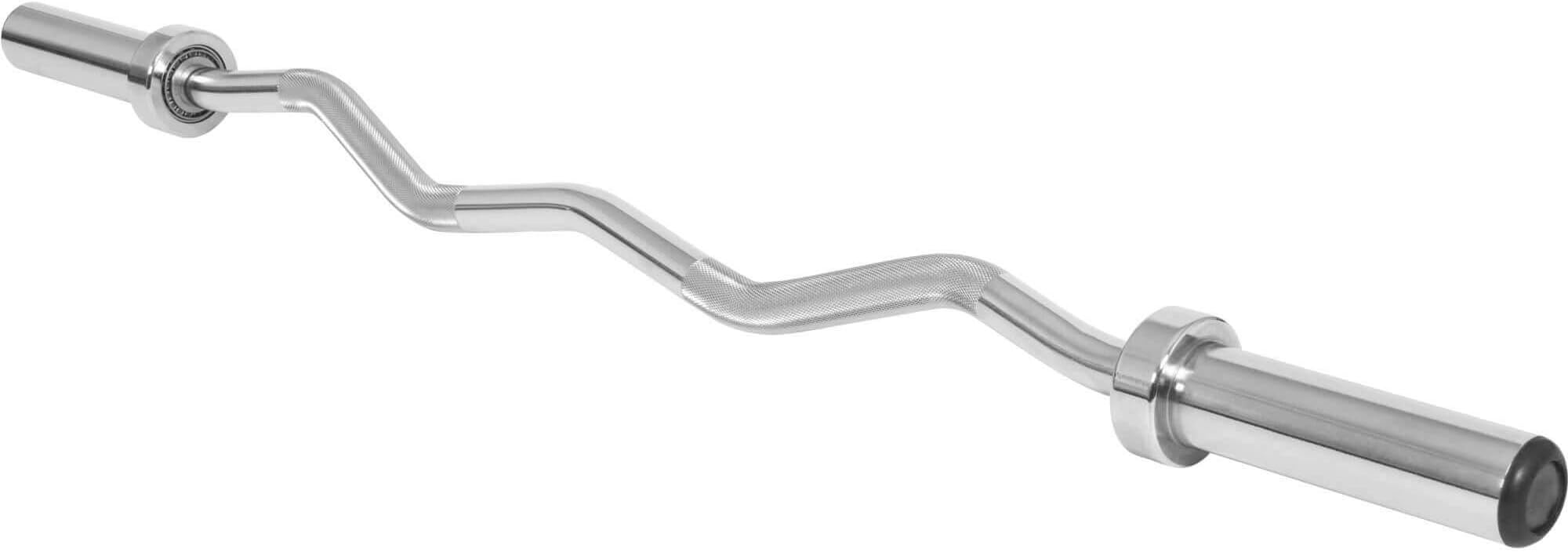 GORILLA SPORTS Olympic EZ Curl Bar 47inch – Barbell chromed with spring collars 600 lbs rated
