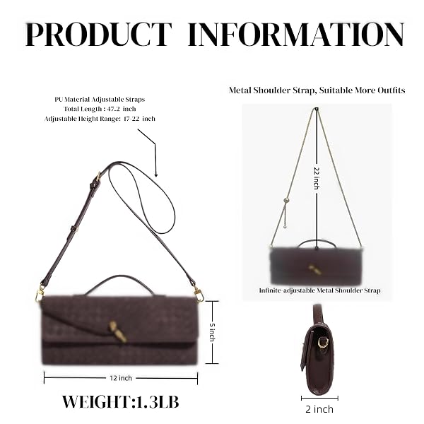 VKUOO CROCODILE EMBOSSED CLUTCH PURSES FOR WOMEN WITH 2 STYLE STRAP, WOVEN SUEDE EVENING CLUTCH,PU UNDERARM SHOULDER BAG