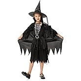 Girl’s Witch Costume Halloween Black Witch Dress for Kids Toddler Classic Costume for Party Dress-Up