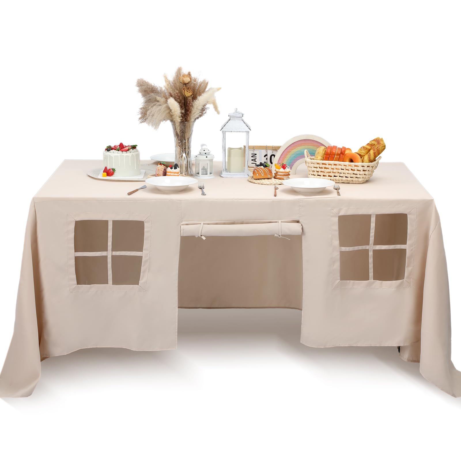 Photo 1 of Oudain 10ft x 7.5ft Large Playhouse Table Cloth for Kids Table Tent Indoor & Outdoor Table Cover Playhouse for Birthday Party Playground Indoor Theater Girl Toddler Boy Room Play Accessory