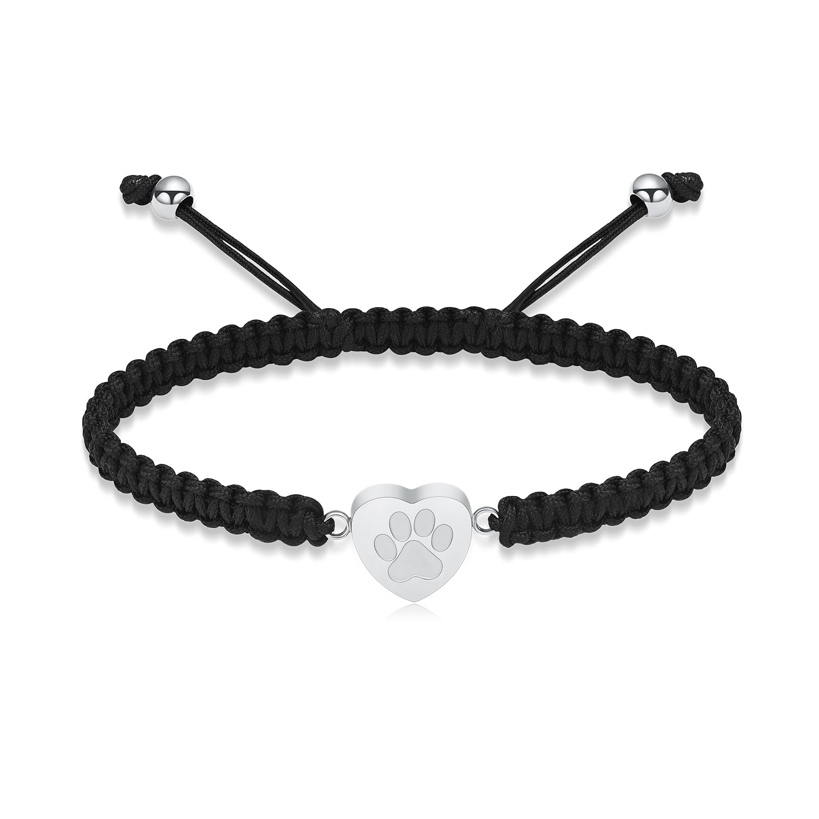 QGJNSGC Cremation Urn Bracelet for Ashes Heart Paw Print Bracelet Memorial Keepsake Jewelry Braided Wristband Bangle Pet Dog Cat Adjustable Bracelet for Women Gift for Pet Ashes