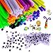 450 Pcs Pipe Cleaners, Which Includes 100Pcs Pipe Cleaners Craft,150Pcs Googly Eyes Self Adhesive and 200Pcs Pompoms for Arts and Crafts for Kids Ages 8-12