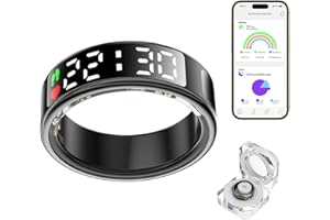 Timturbo Smart Ring Health Tracker with LED Display Screen, IP68 Waterproof Fitness Ring, Bluetooth Connection Health Ring Compatible with iOS/Android, Activity Tracker/Heart Rate/SpO2/Sleep/Step