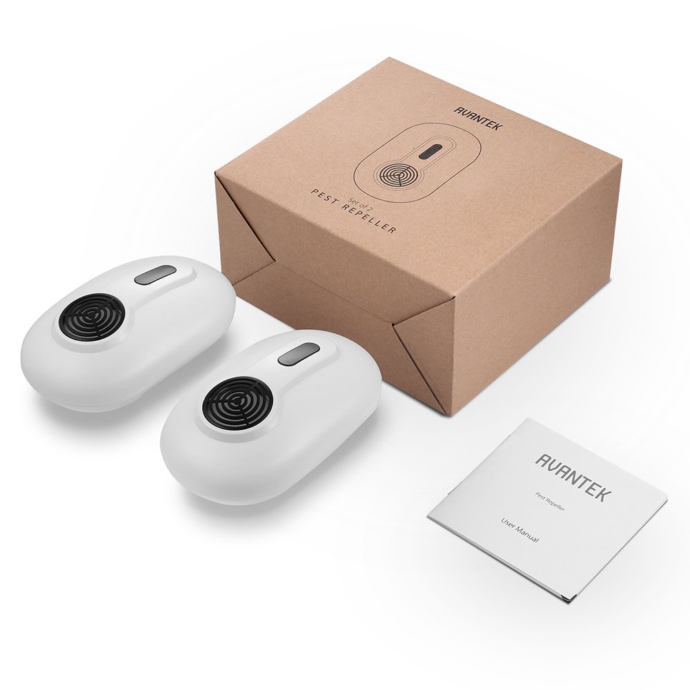 AVANTEK Ultraschall Schädlingsbekämpfer Schädlingsvertreiber Mäusevertreiber Universalschutz für alle Arten von Insekten und Nagetieren, Haustierfreundlich (2 Stücke)