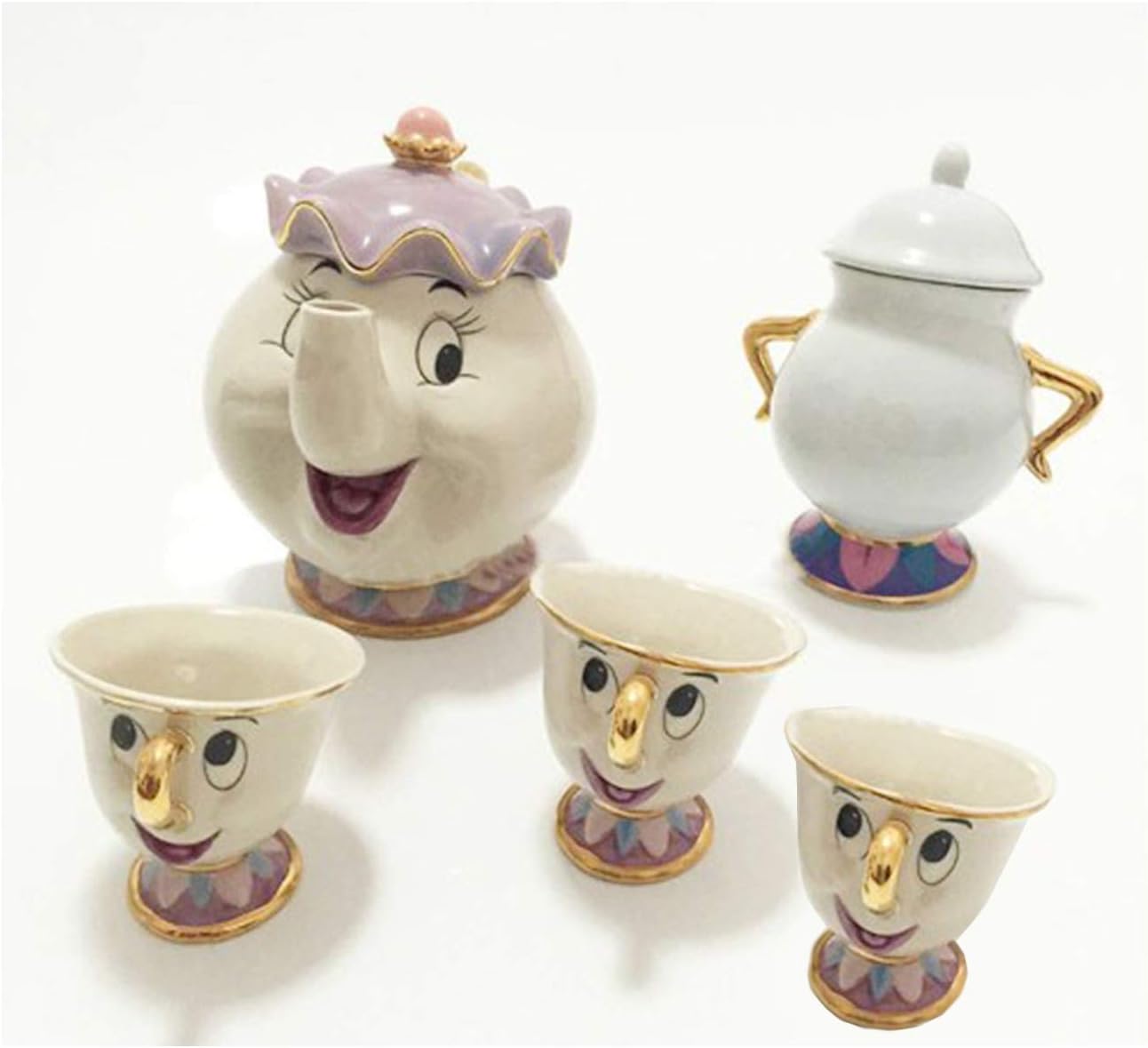 Ashland | Beauty and The Beast Teapot Mug, Mrs Potts Chip Tea Pot and Cup (Dark Gray) Set