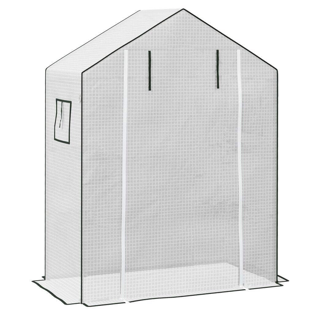 Outsunny Walk-in Greenhouse Cover Replacement with Roll-up Door and Mesh Windows, Reinforced PE Hot House, Cover COVER ONLY, 140 x 73 x 190cm, White