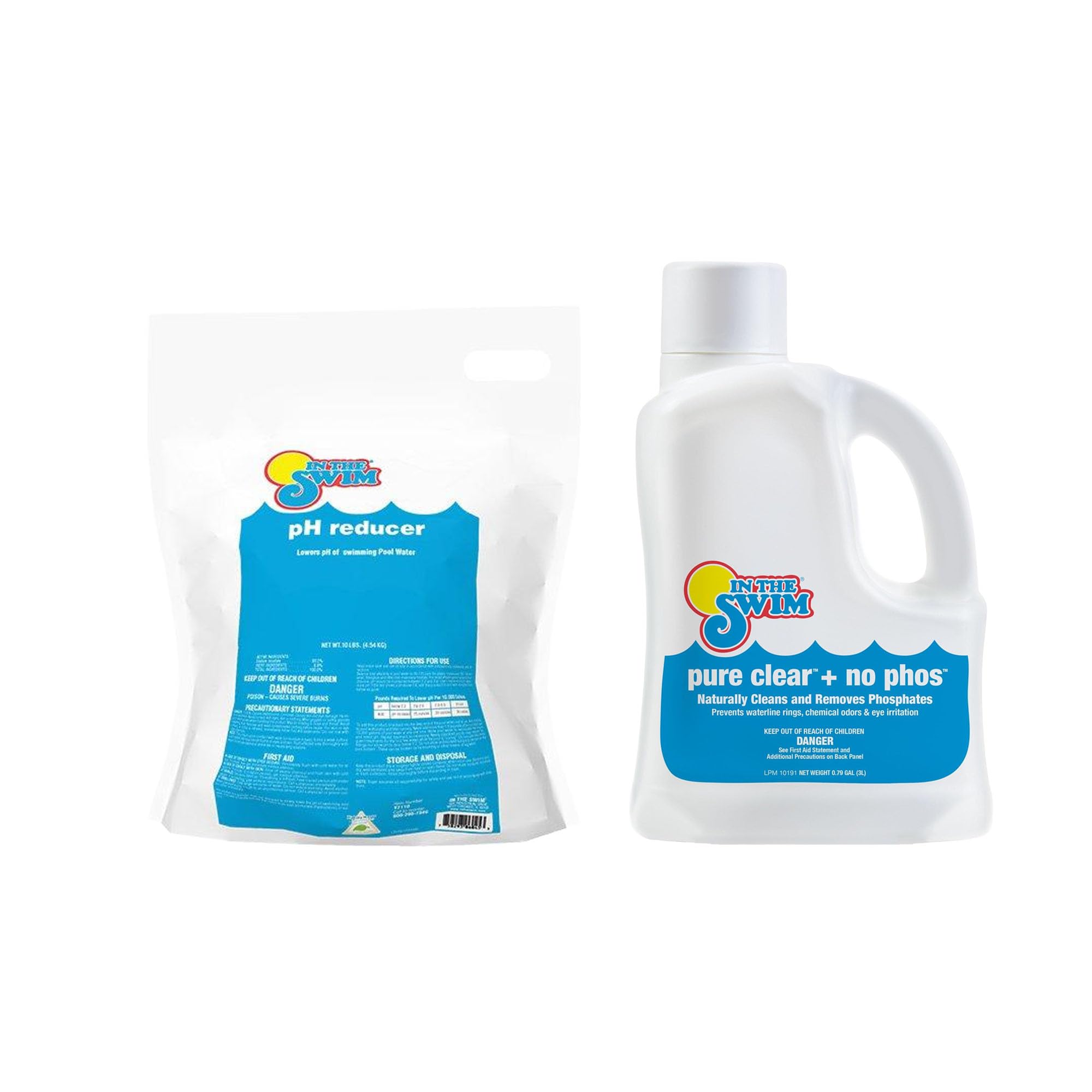 In The Swim Pool Chemistry Balance Kit - 10Lb pH Reducer + 3L Pure Clear No Phos - Controls pH, Removes Phosphates & Keeps Water Crystal Clear Image