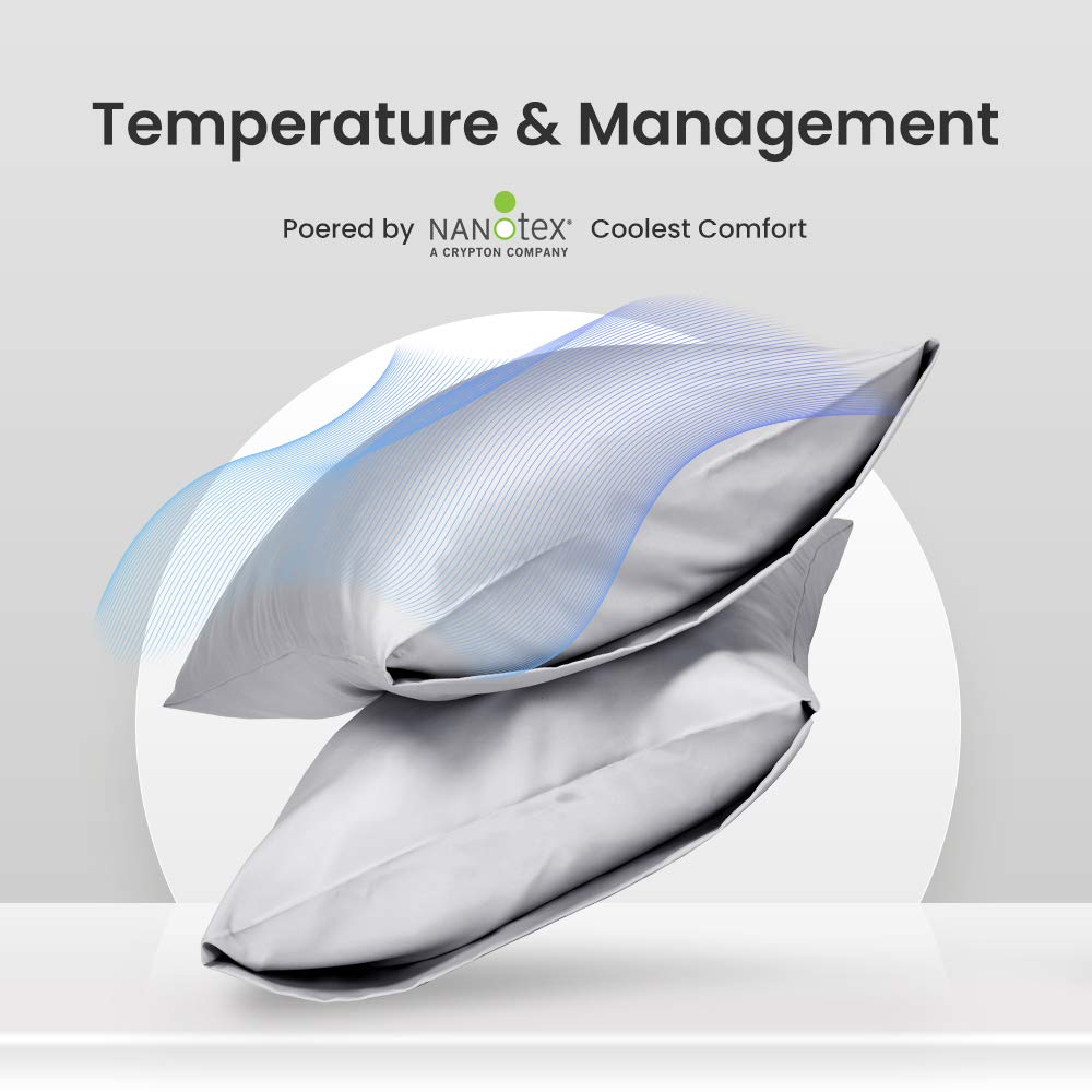 SLEEP ZONE Satin Pillowcases Temperature Regulation Set of 2 for Hair and Skin King 20x40 Pillow Cover (King, Silver Grey)