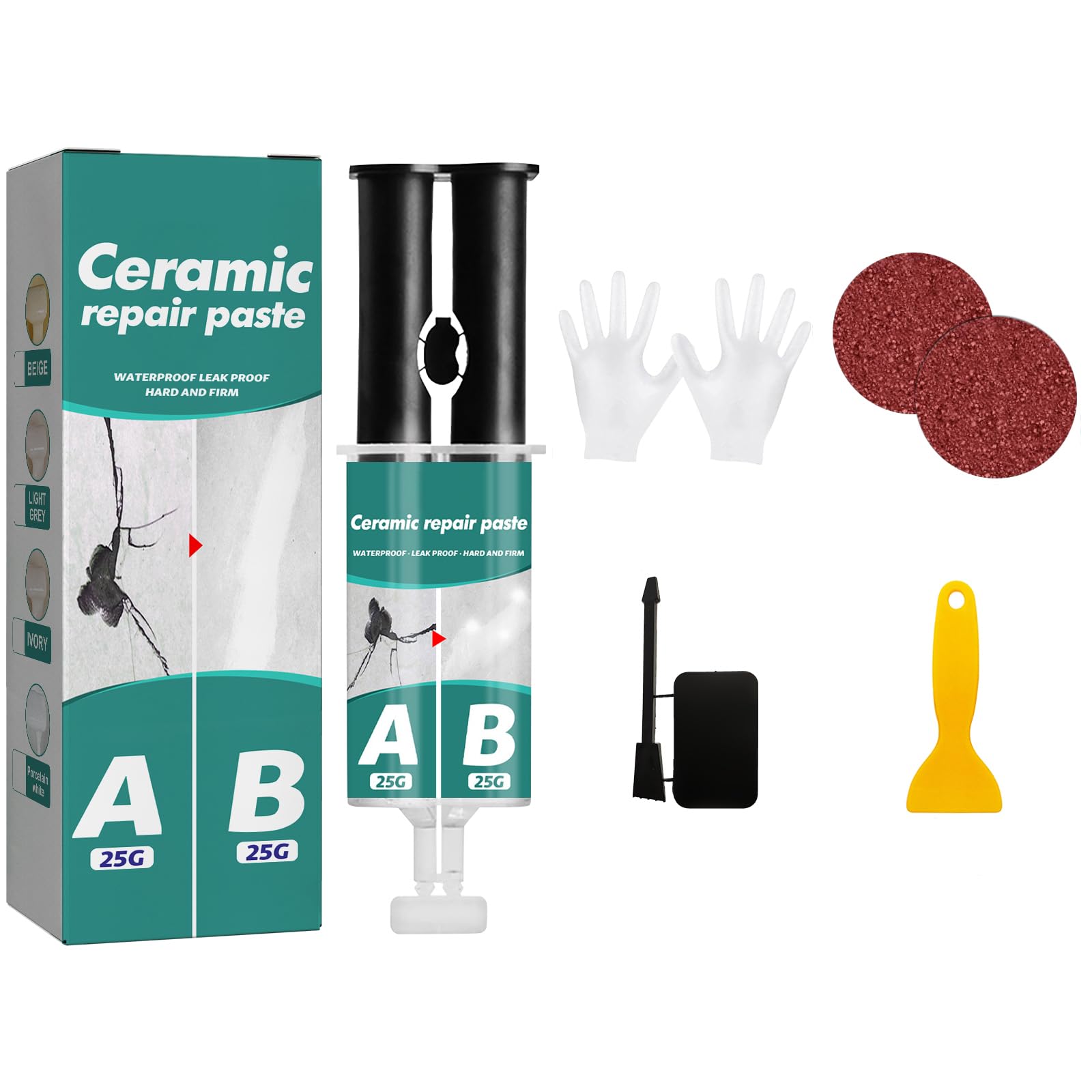 Photo 1 of Ceramic Tile & Porcelain Repair Kit - Waterproof Tub and Tile Refinishing Kit Porcelain White Bathtub Repair Kit AB Adhesive Glue for Porcelain, Acrylic, Fiberglass, Enamel