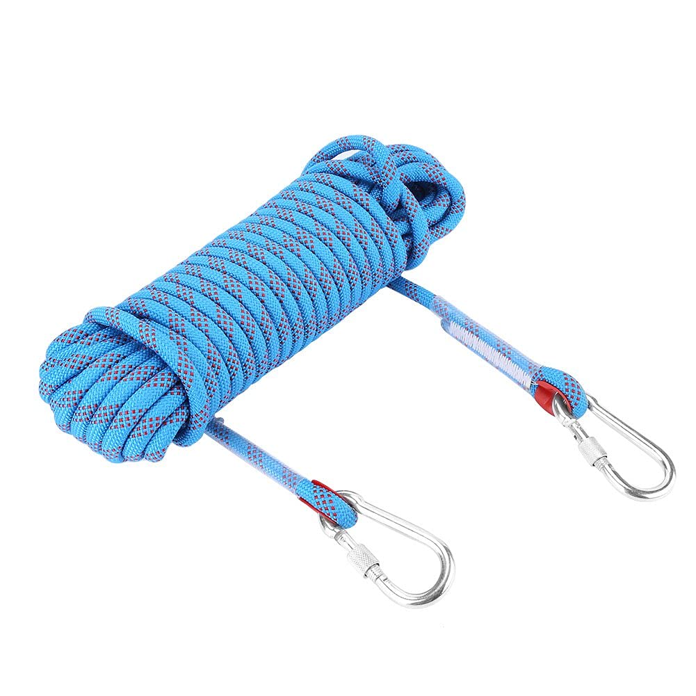 12mm Heavy Duty Paracord Panchute Cord Survival Ropes Lanyard with Carabiner Climbing Rope (Blue-20m)