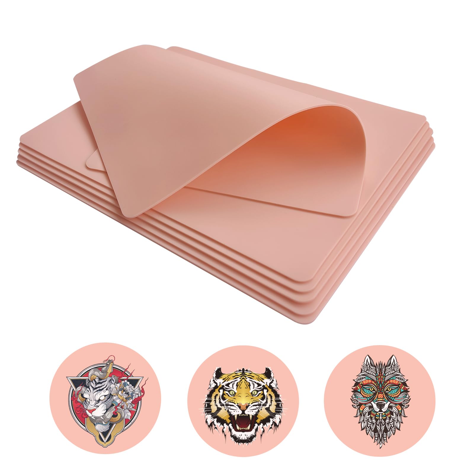 PIXESTT Double Sided Fake Skin for Tattoo Practice - 5 Sheets, 7.7" x 5.5" - Supplies for Beginners and Experienced Artists