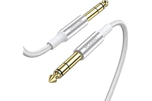 MOSWAG 10Ft/3M 1/4" TRS to 1/4" TRS Instrument Cable for Guitar, Bass, Mandolin, Keyboard, Amplifier, Mixing Desks Equalizer