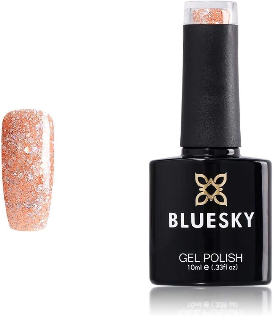 Bluesky Gel Nail Polish, Pinch Of Peach Blz43, Chunky Glitter, Light, Peach, Pink, Long Lasting, Chip Resistant, 10 ml (Requires Curing Under UV LED Lamp)