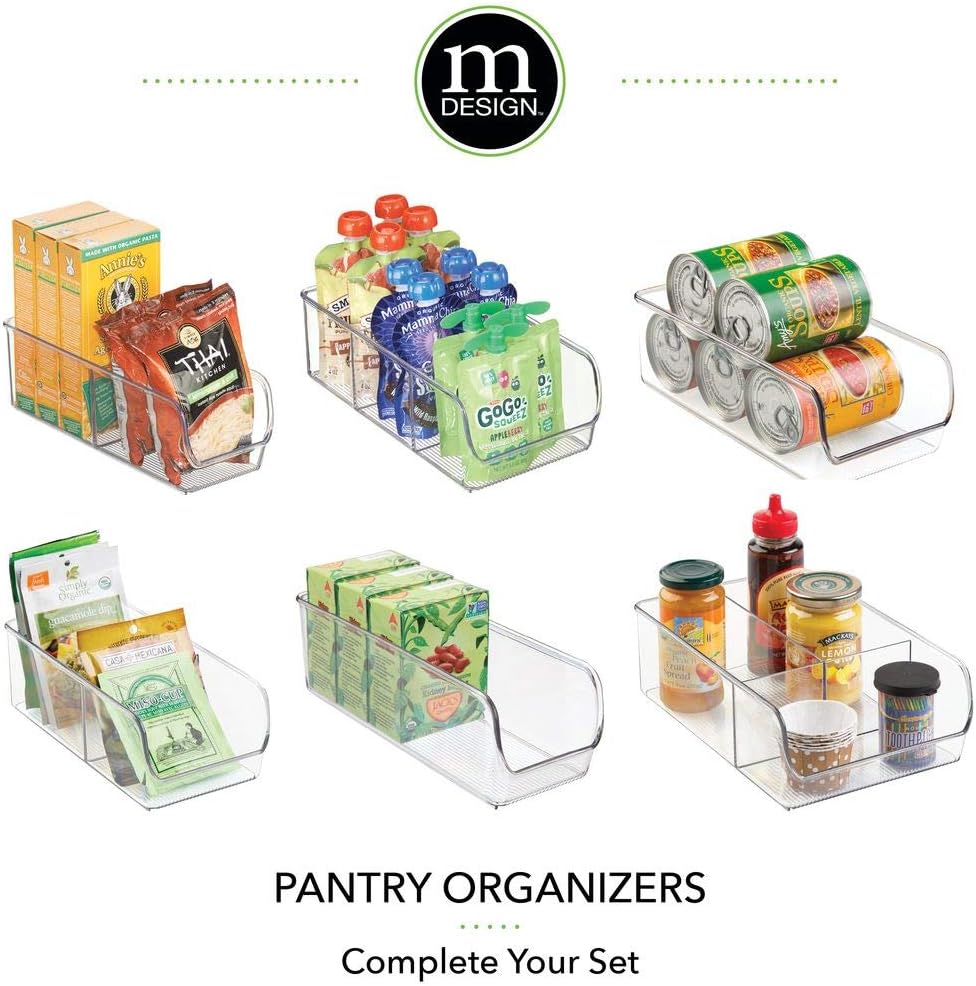 mDesign Plastic Food Packet Kitchen Storage Organizer Bin Caddy - Holds Spice Pouches, Dressing Mixes, Hot Chocolate, Tea, Sugar Packets in Pantry, Cabinets or Countertop - 2 Pack - Clear: Kitchen & Dining