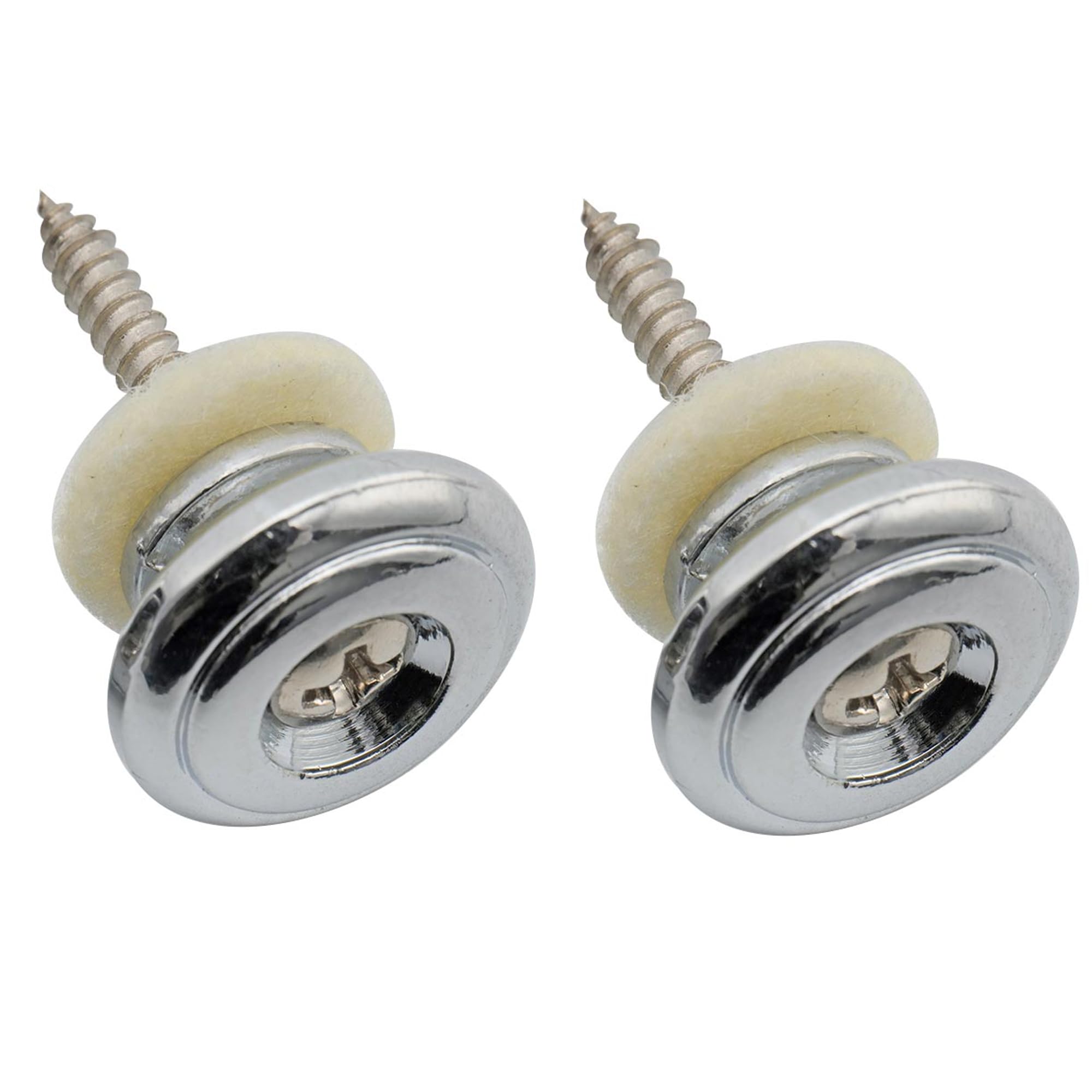 Musiclily Pro 17mm Large Round Zinc Alloy Strap Buttons End Pins for Electric Acoustic Classical Guitar Ukulele, Chrome (Set of 2)