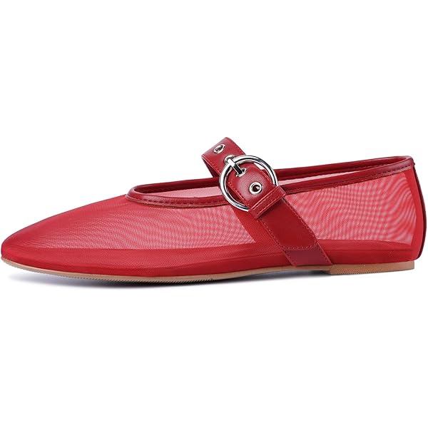 Amazon.com | Mesh Mary Jane Flats for Women Clear Mesh Ballet
