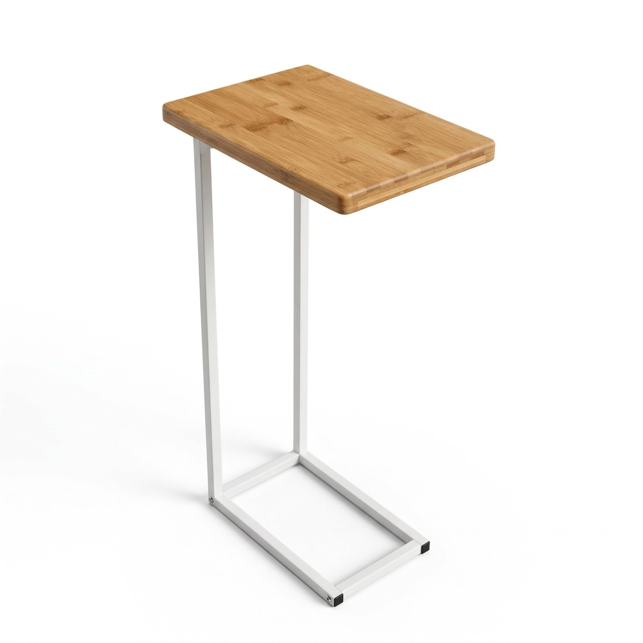 bonVIVO Small Side Table, Stable C-Shaped End Table for Bedside, Modern Coffee Table with Sturdy Metal Frame & Wooden Top, Space-Saving Table for Sofa & Small Spaces, Easy Assembly White