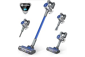 WELOV Cordless Vacuum Cleaner 6 in 1 Lightweight Stick Vacuum Cleaner 35Kpa Powerful Suction, Max 45mins Runtime 350W Motor Vacuum Cleaner with LED Display for Pet Hair, Hard Floor Carpet S30