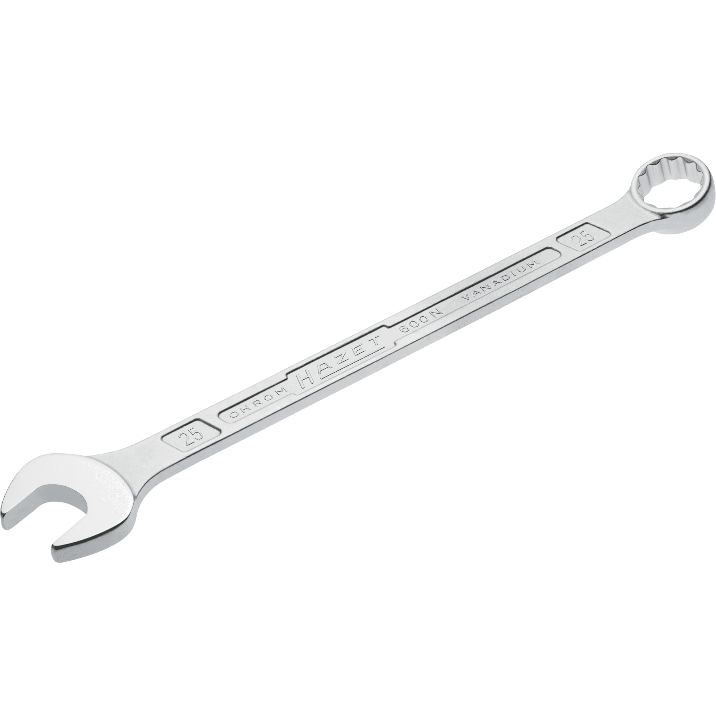 HAZET 600N-25 354 mm 12-Point Traction Profile Polished Head Combination Wrench - Chrome-Plated