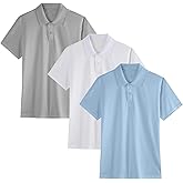 3 Pack Boys Youth Kids Polo Shirt Mesh Athletic Quick Dry Short Sleeve Golf Shirt Moisture Wicking Active Tops(Age 5-16)